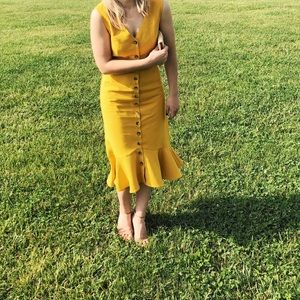 Lulus Button Front Midi Dress